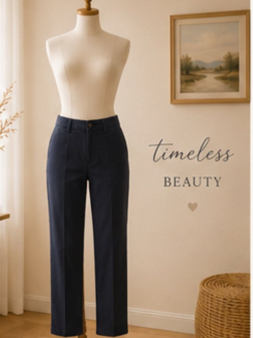 Vince Navy Straight Leg Chino Pants Minimalist Quiet Luxury Trouser Size 6